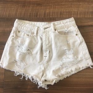 White high waisted jean shorts